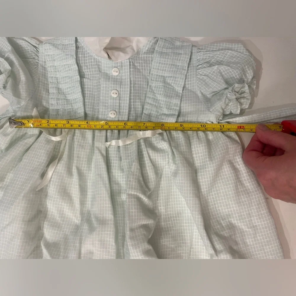 Vintage Mint Green Plaid‎ Girls Dress Sz 18-24 month